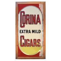 A Reverse Glass Painted Cigar Sign 33" W x 1" D x 63.25" H — United States, Early 20th Century