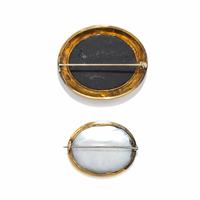 VICTORIAN, TWO PIETRA DURA BROOCHES