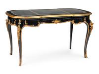 A Louis XV Style Gilt Bronze Mounted and Ebonized Bureau Plat