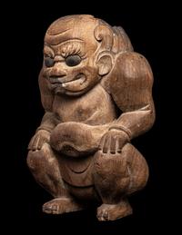 A Japanese Wood Figure of an Oni