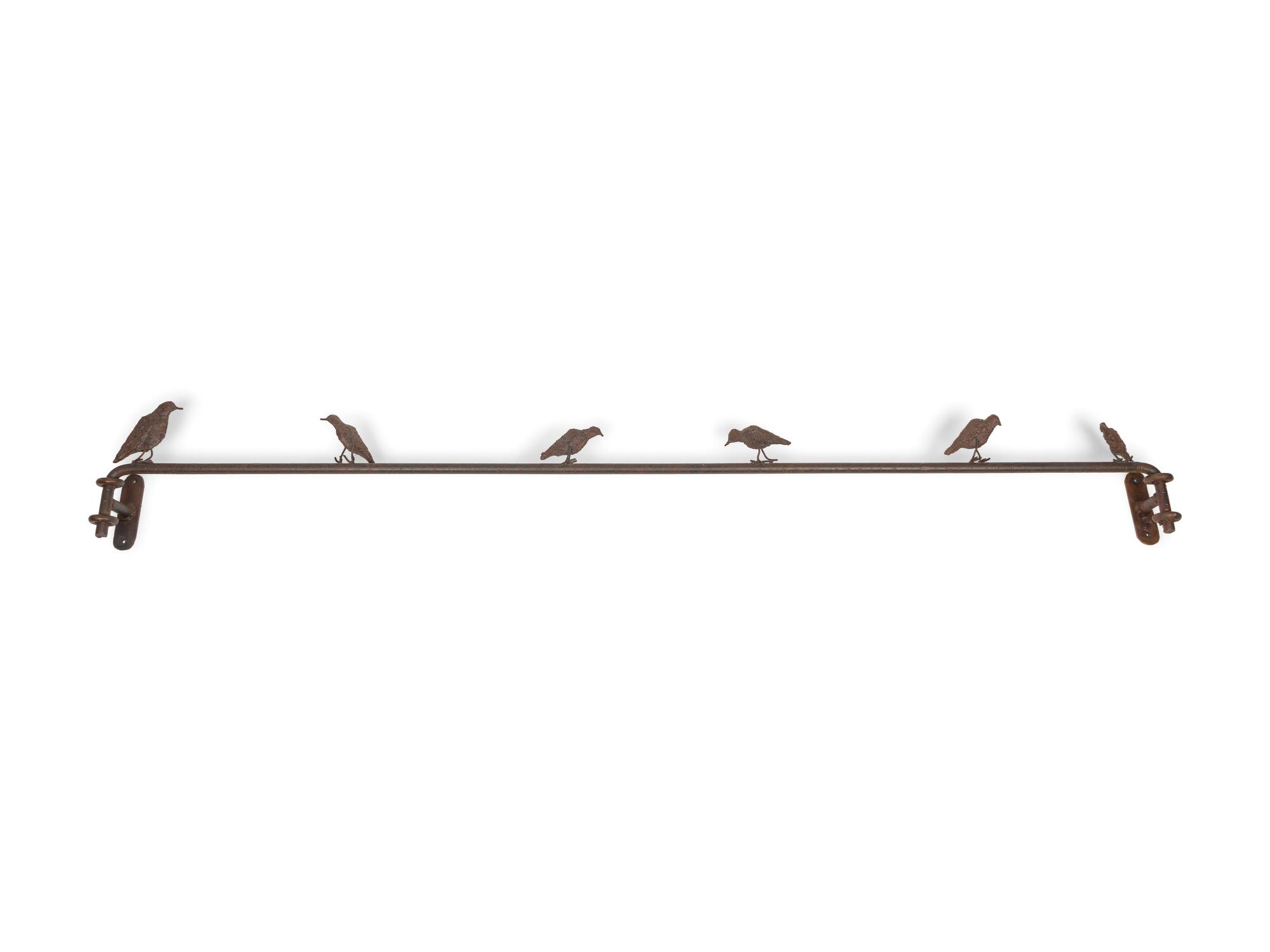A Contemporary Patinated Bronze Bird-Form Curtain Rod — In the style of Giacometti