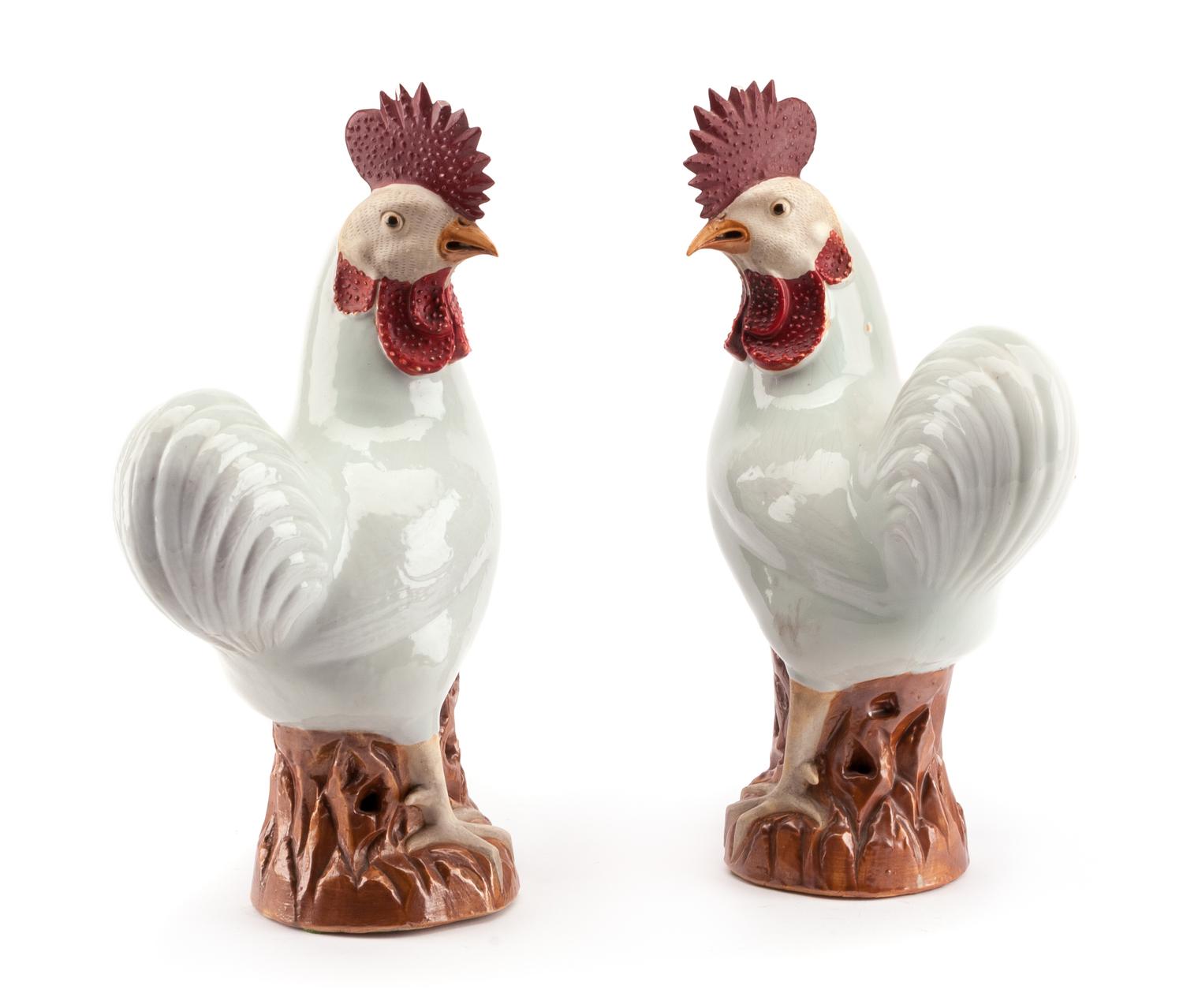 A Pair of Chinese Export Porcelain Figures Height 15 1/2 inches.
