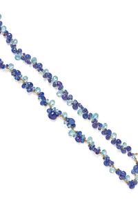 PAIR OF YELLOW GOLD, TANZANITE AND AQUAMARINE NECKLACES
