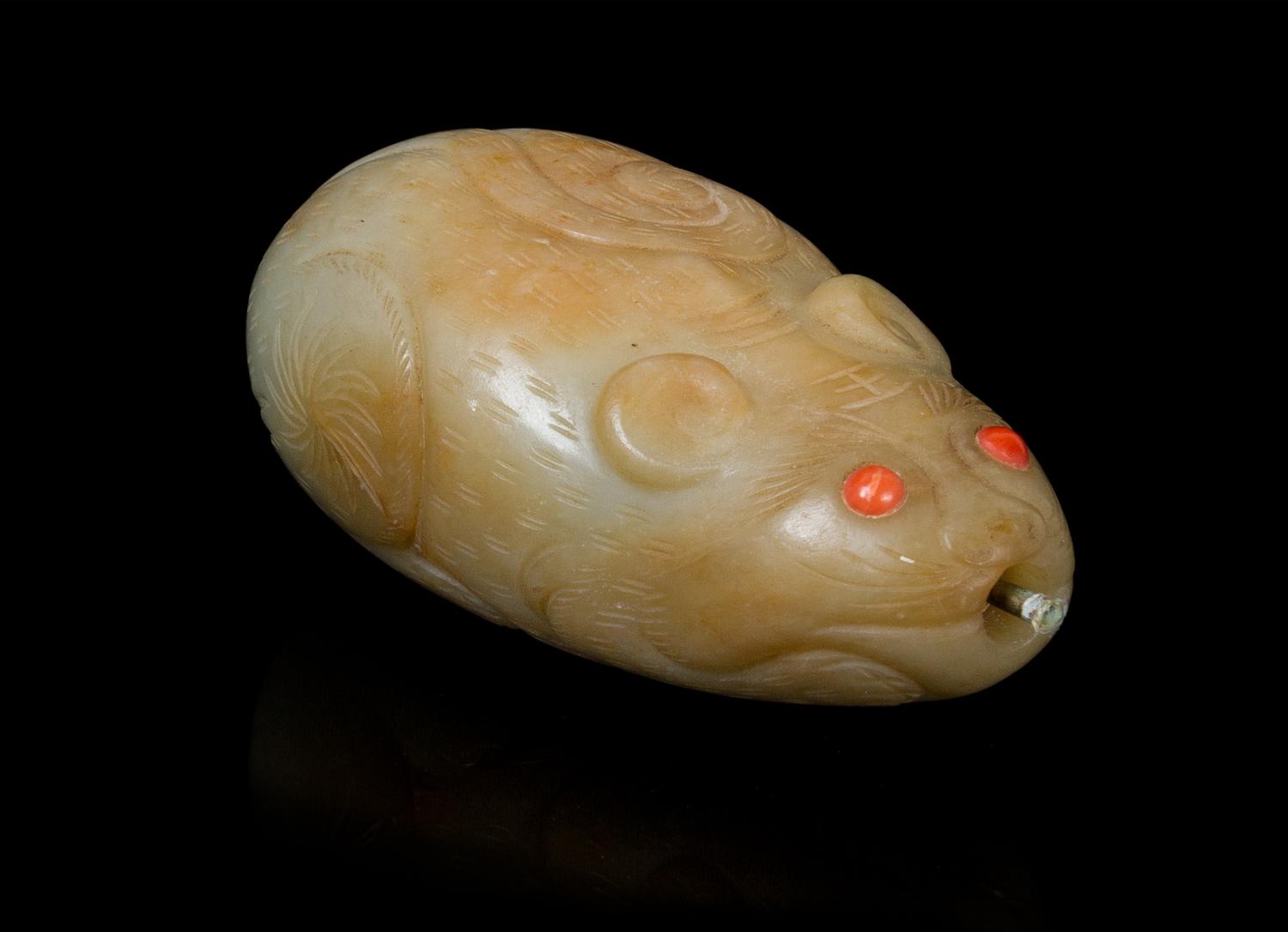 A Carved Jade Snuff Bottle Length 3 1/4 inches.