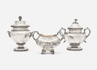 A group of three Federal or Classical coin silver sugar bowls, Nicholas James Bogert (1776-1843), Eoff & Connor (active 1833-1834), New York, NY, and maker "IAE," first quarter 19th century