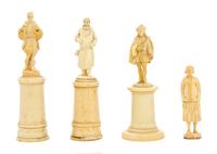 Four Continental Carved Ivory Figures, Height of tallest 5 inches.
