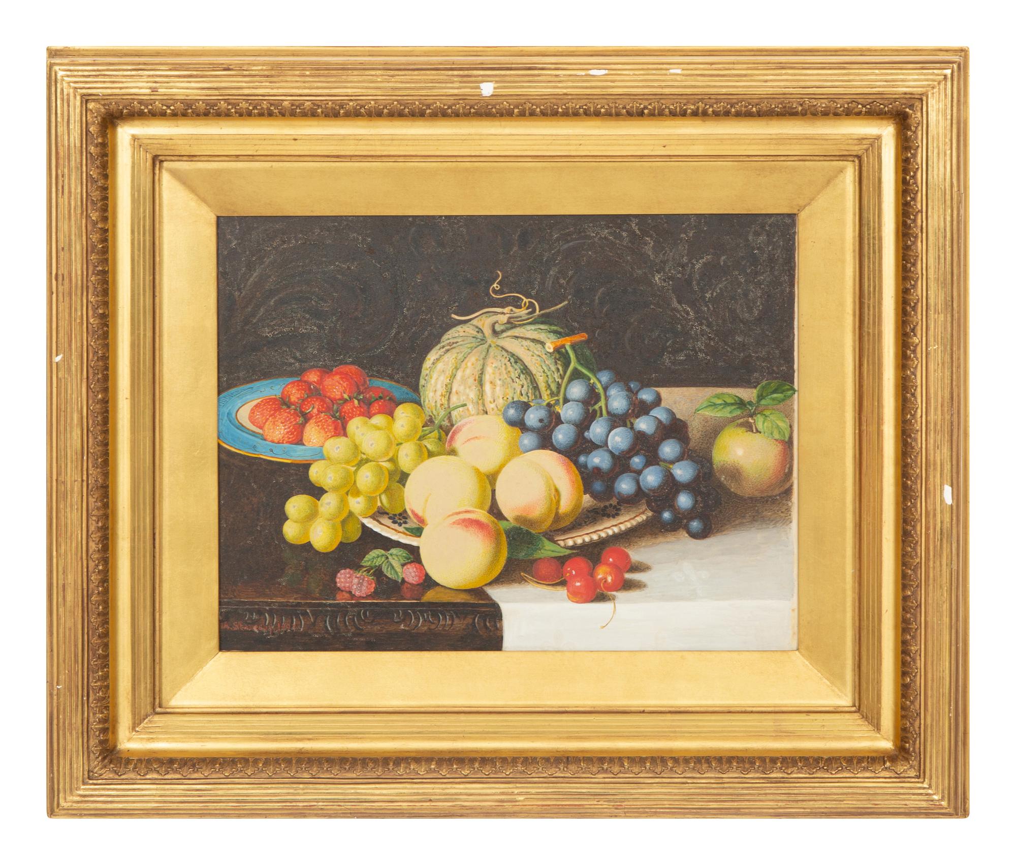 Still Life with Grapes, Peaches, Strawberries and Gourd on a Platter
