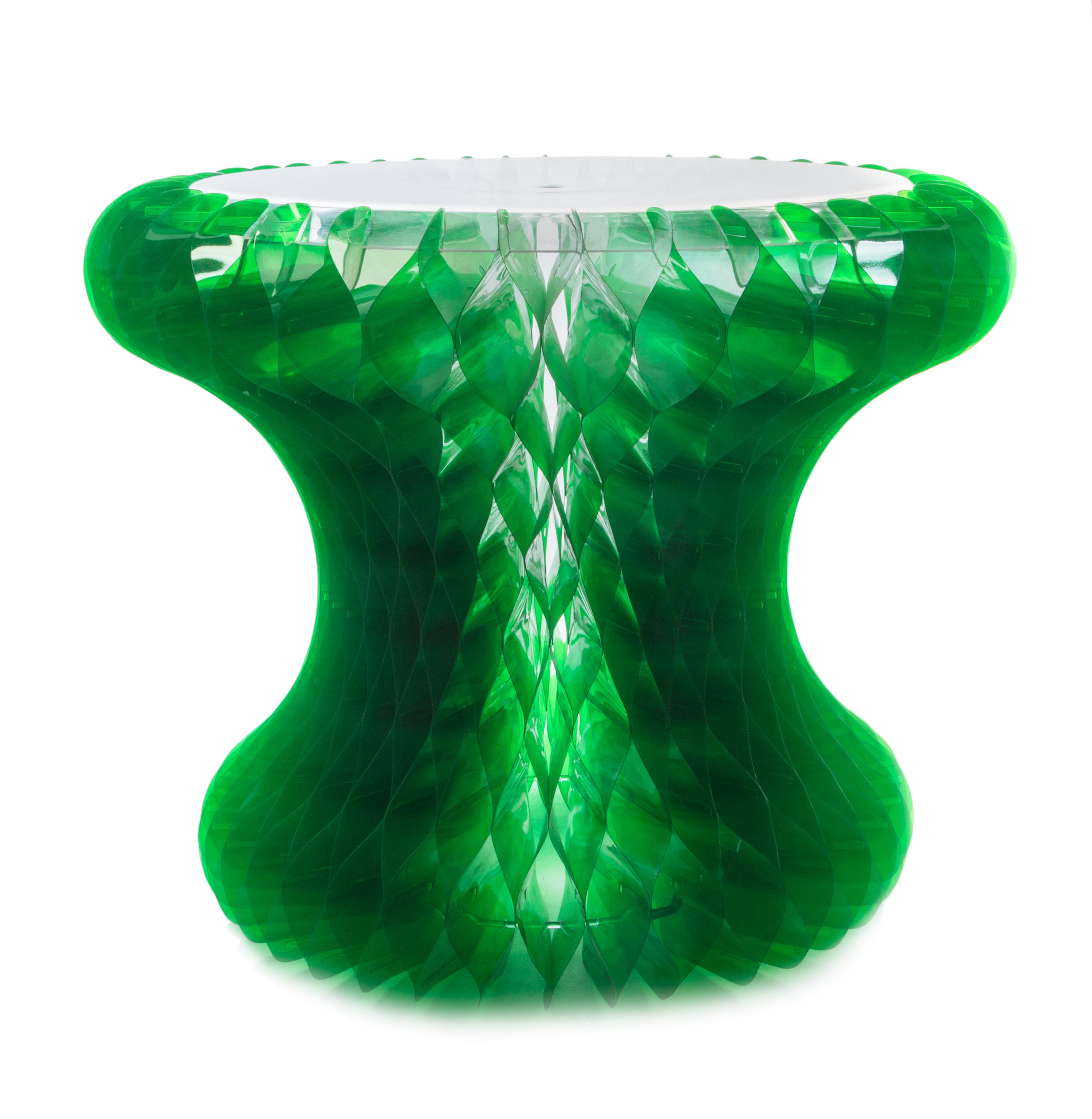 A Clear and Green Plastic Gello Side Table Height 19 1/4 x diameter 23 3/4 inches. — MARC NEWSON FOR 3 SUISSES, 1994