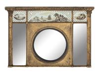 A Classical Giltwood and Eglomise-Inset Mirror