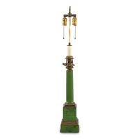 A Green Painted Tole Fluid Lamp Converted to Electric