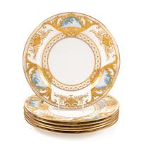 A Set of Six Mintons Pâte-sur-Pâte Porcelain Plates