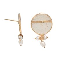 Donna Chambers, Chinese Mother-of-Pearl Gaming Counter and Yellow Gold Necklace and Earrings
