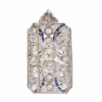 Art Deco, Diamond and Synthetic Sapphire Pendant Brooch