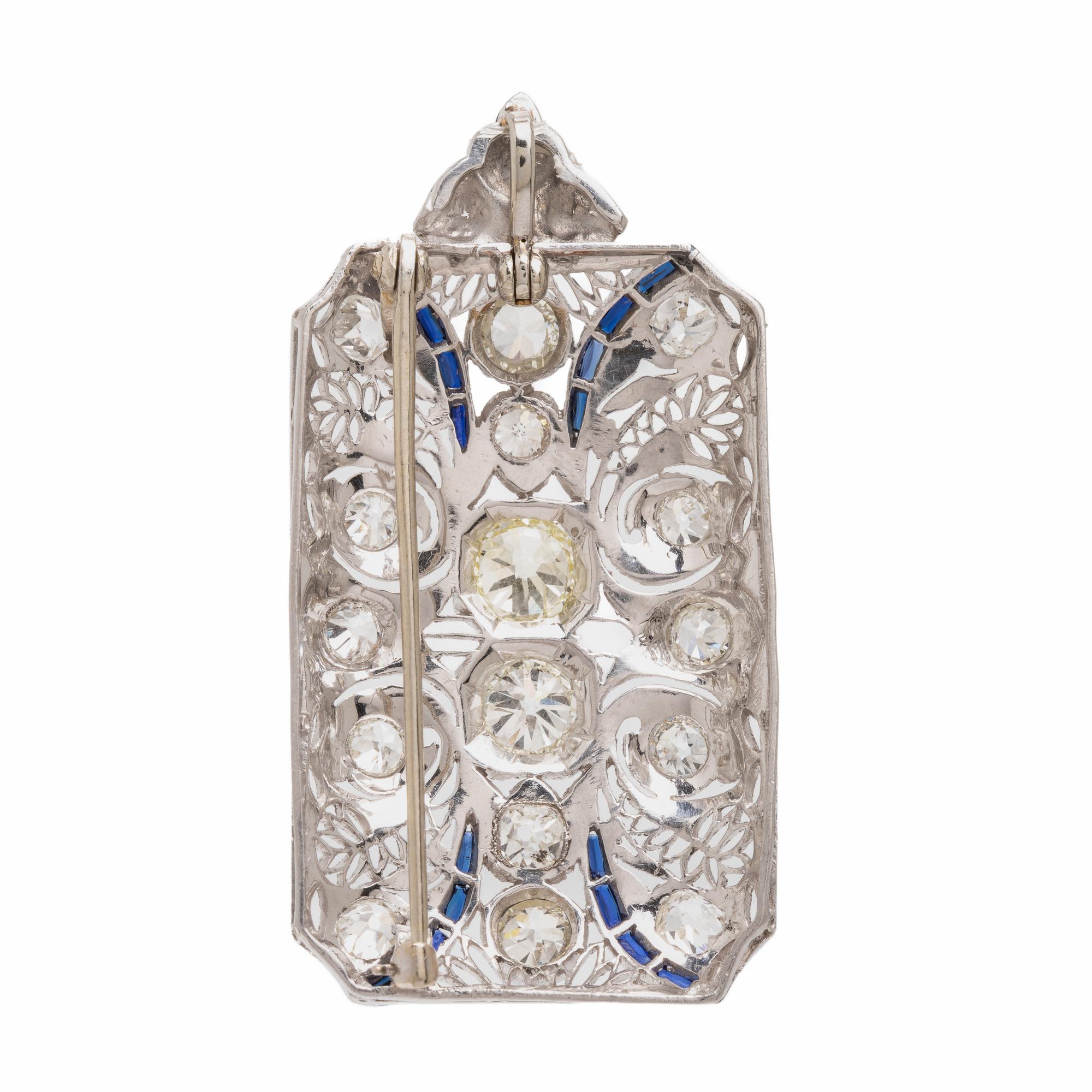 Art Deco, Diamond and Synthetic Sapphire Pendant Brooch