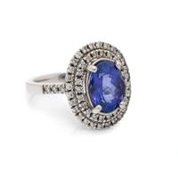 WHITE GOLD, TANZANITE, AND DIAMOND RING