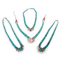 Southwestern-Style Graduated Rolled Turquoise and Spiny Oyster Necklaces