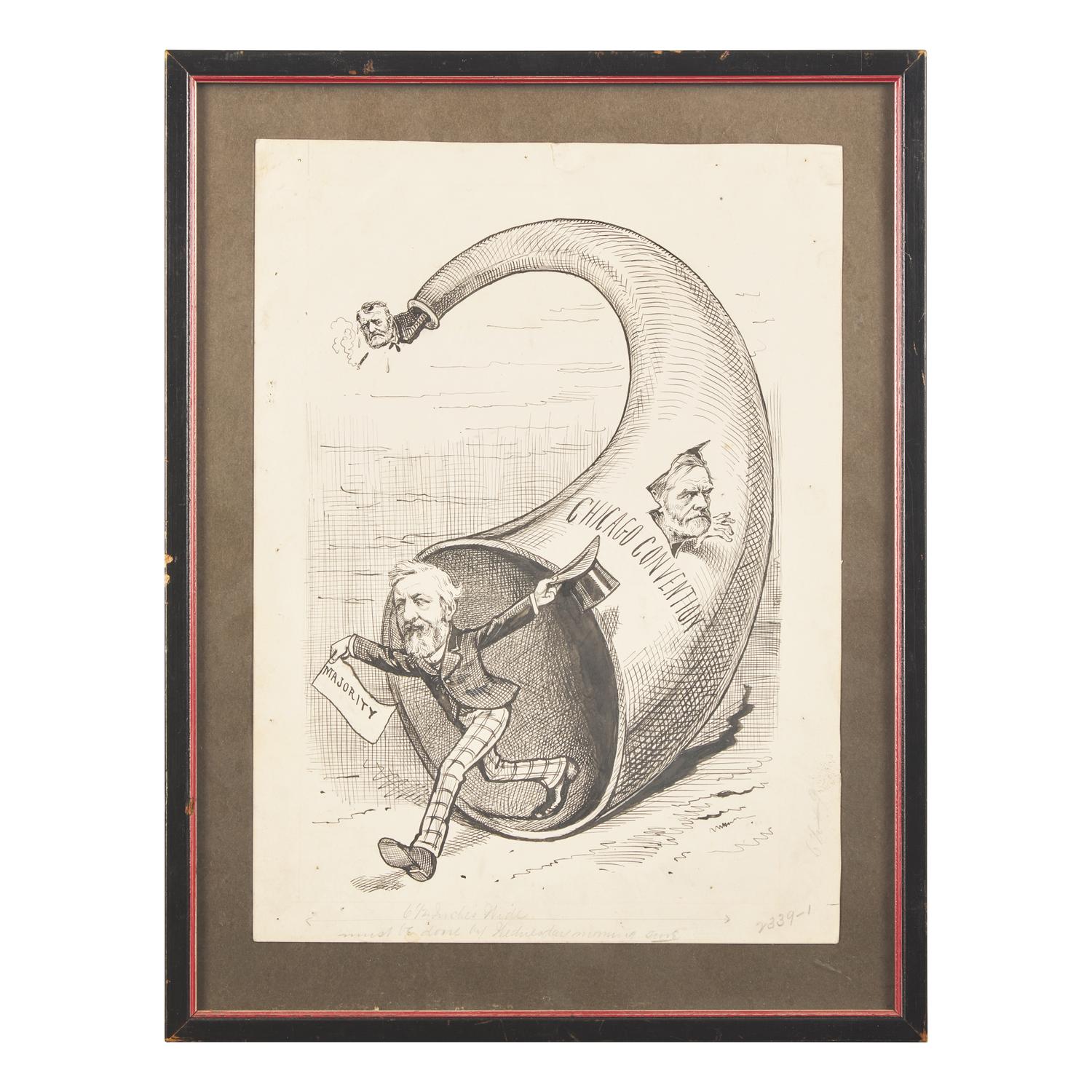 [Americana] Original Political Cartoon, ca. 1880