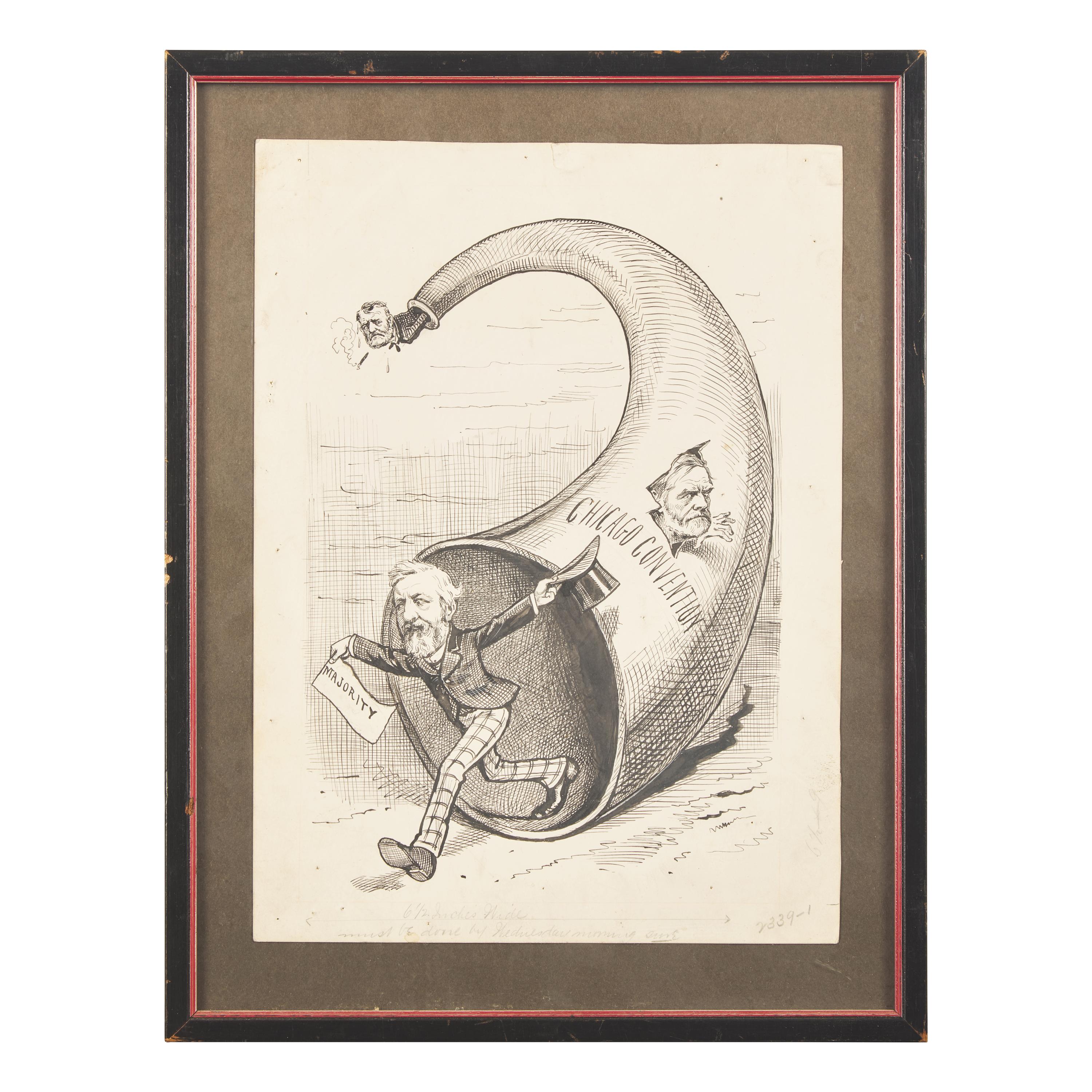 [Americana] Original Political Cartoon, ca. 1880