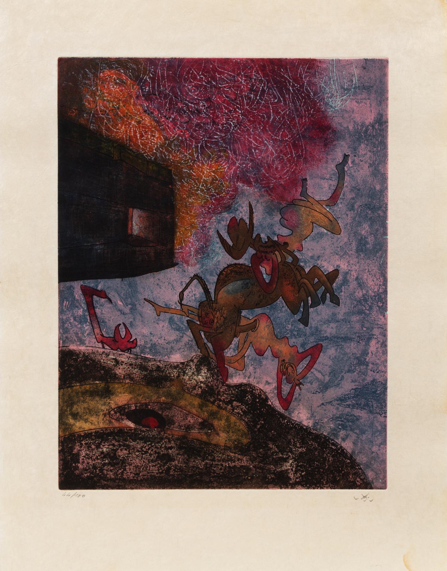 Roberto Matta, (Chilean, 1911-2002), Hom'mère (plate 3, Chaosmos) and Untitled (a pair of works)