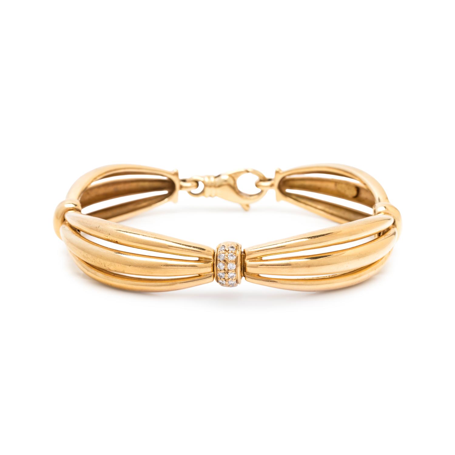 MOVADO, YELLOW GOLD AND DIAMOND BRACELET