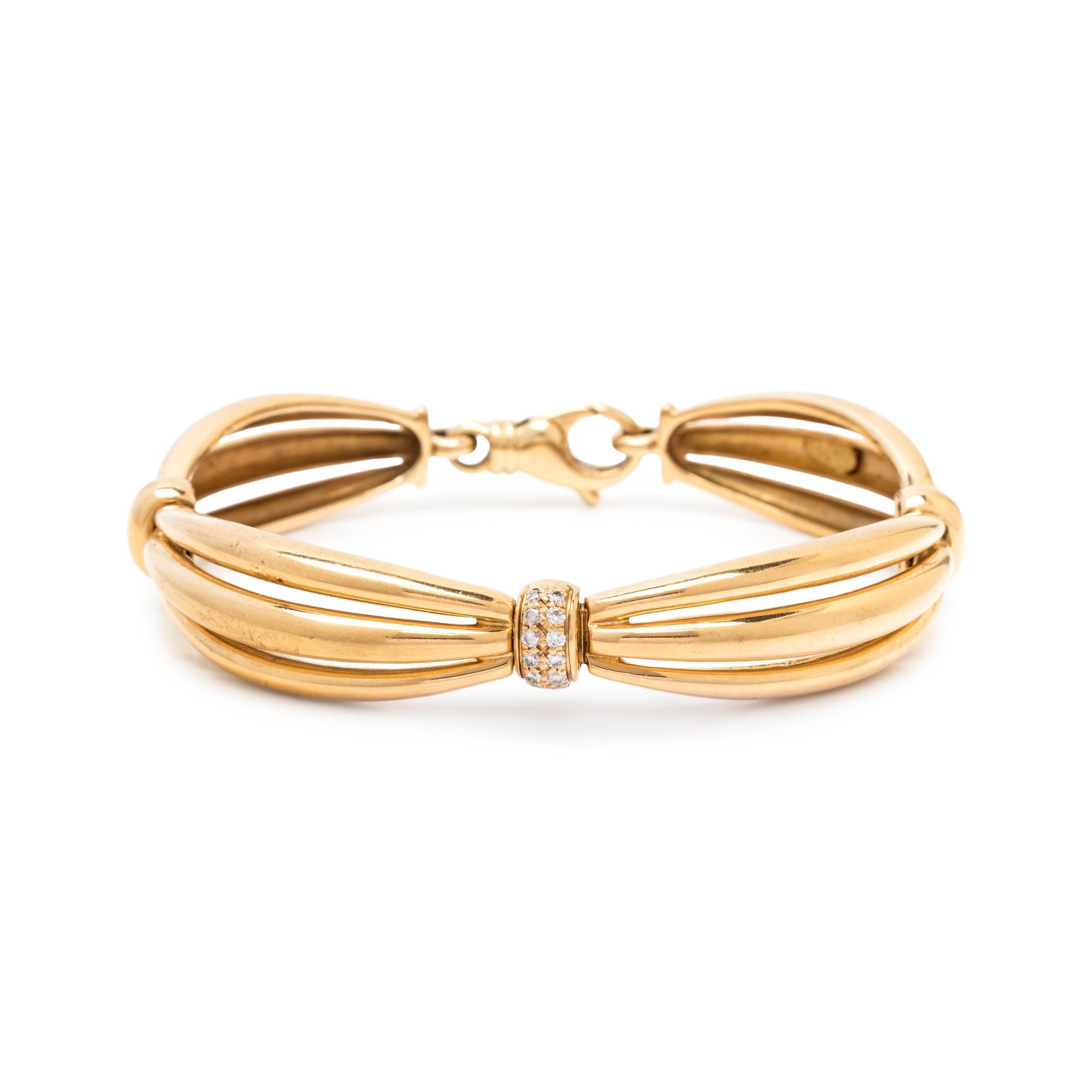 MOVADO, YELLOW GOLD AND DIAMOND BRACELET