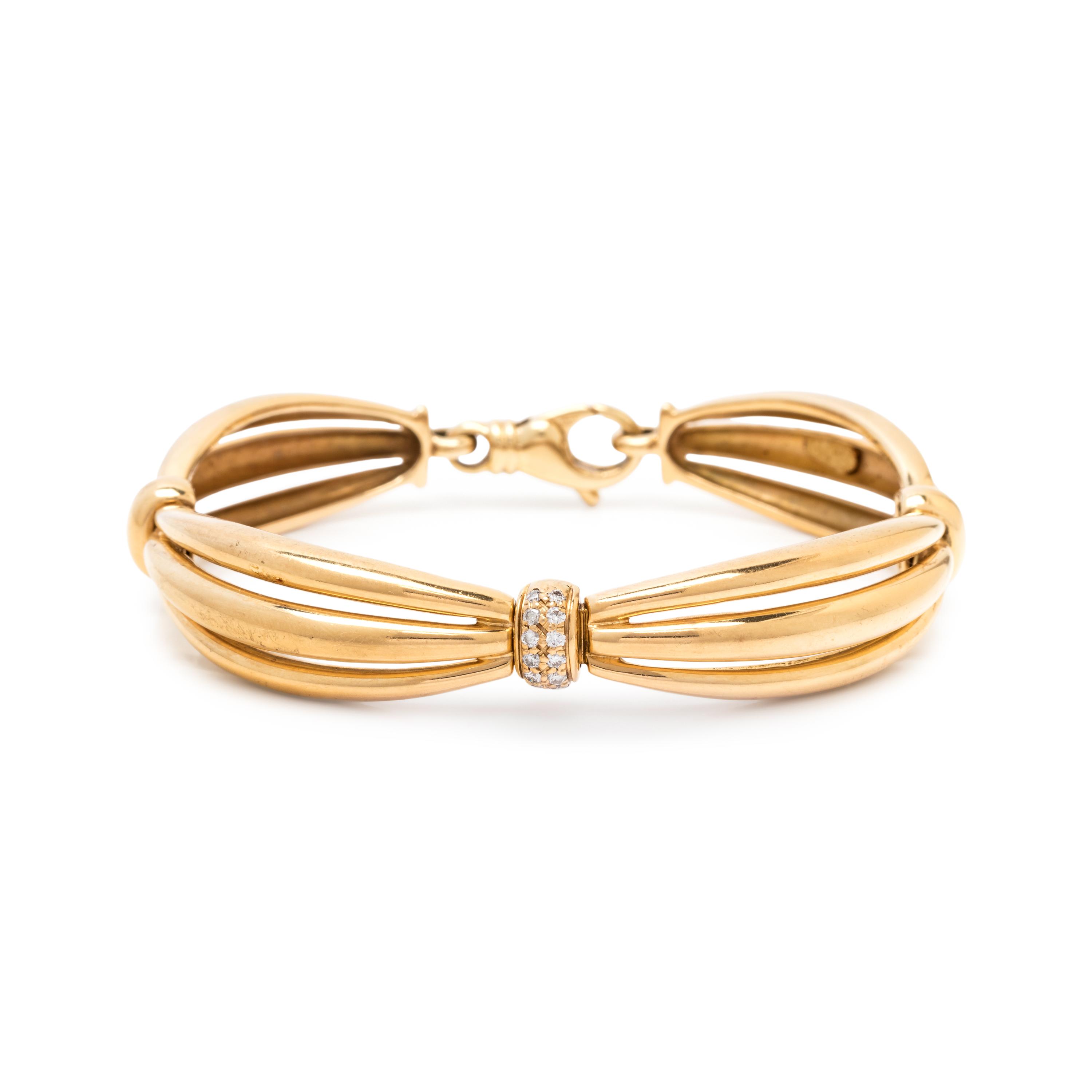 MOVADO, YELLOW GOLD AND DIAMOND BRACELET