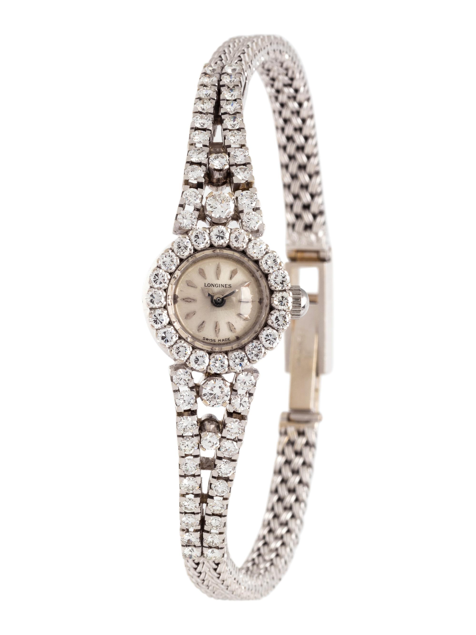 LONGINES, 18K WHITE GOLD AND DIAMOND WRISTWATCH