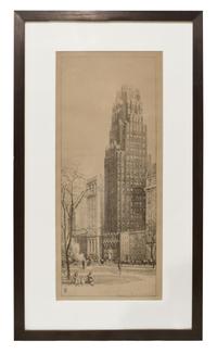 A Presentation Drawing of American Radiator Building in New York by Raymond Hood 17.25" W x .75" D x 30.5" H — United States, Mid-20th Century