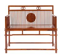A Chinese Rosewood Bench Height 35 3/4 x width 38 3/8 x depth 18 inches.