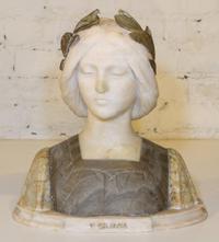An Italian Alabaster Bust. Height overall 15 inches.