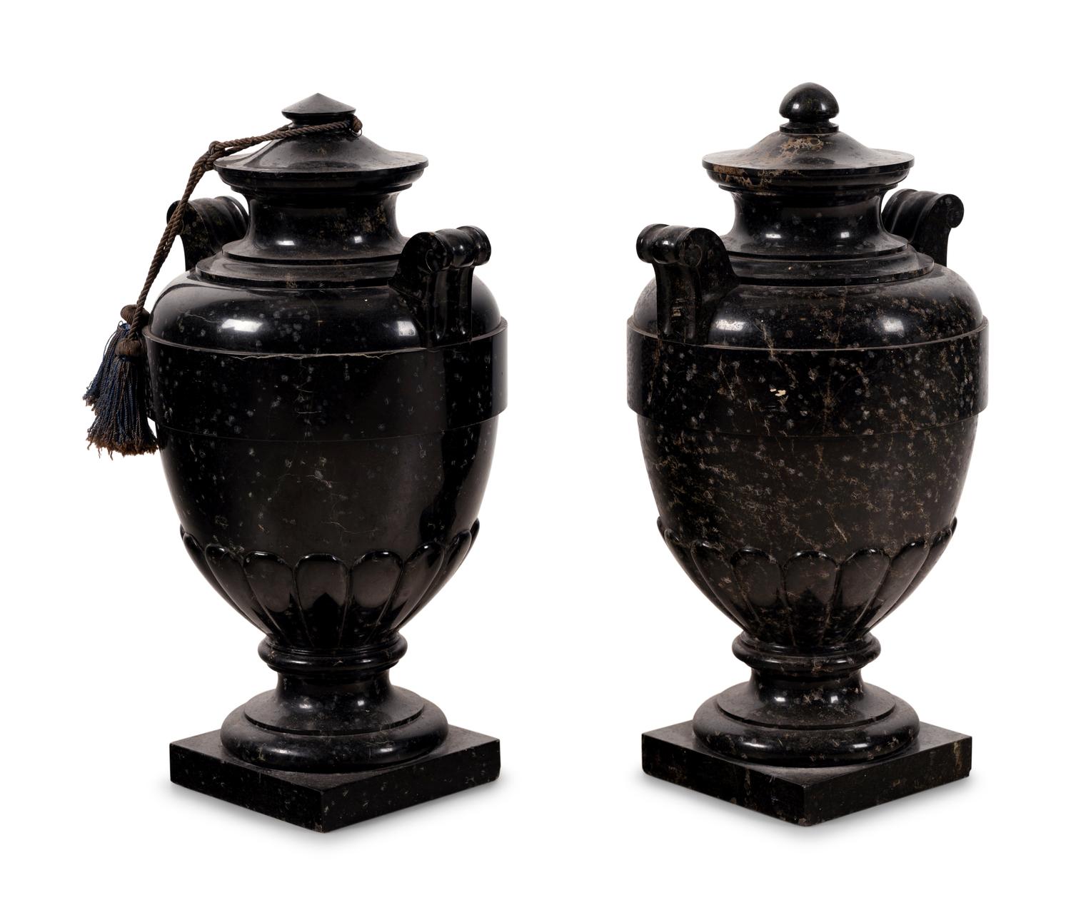 A Pair of Continental Marble Urns