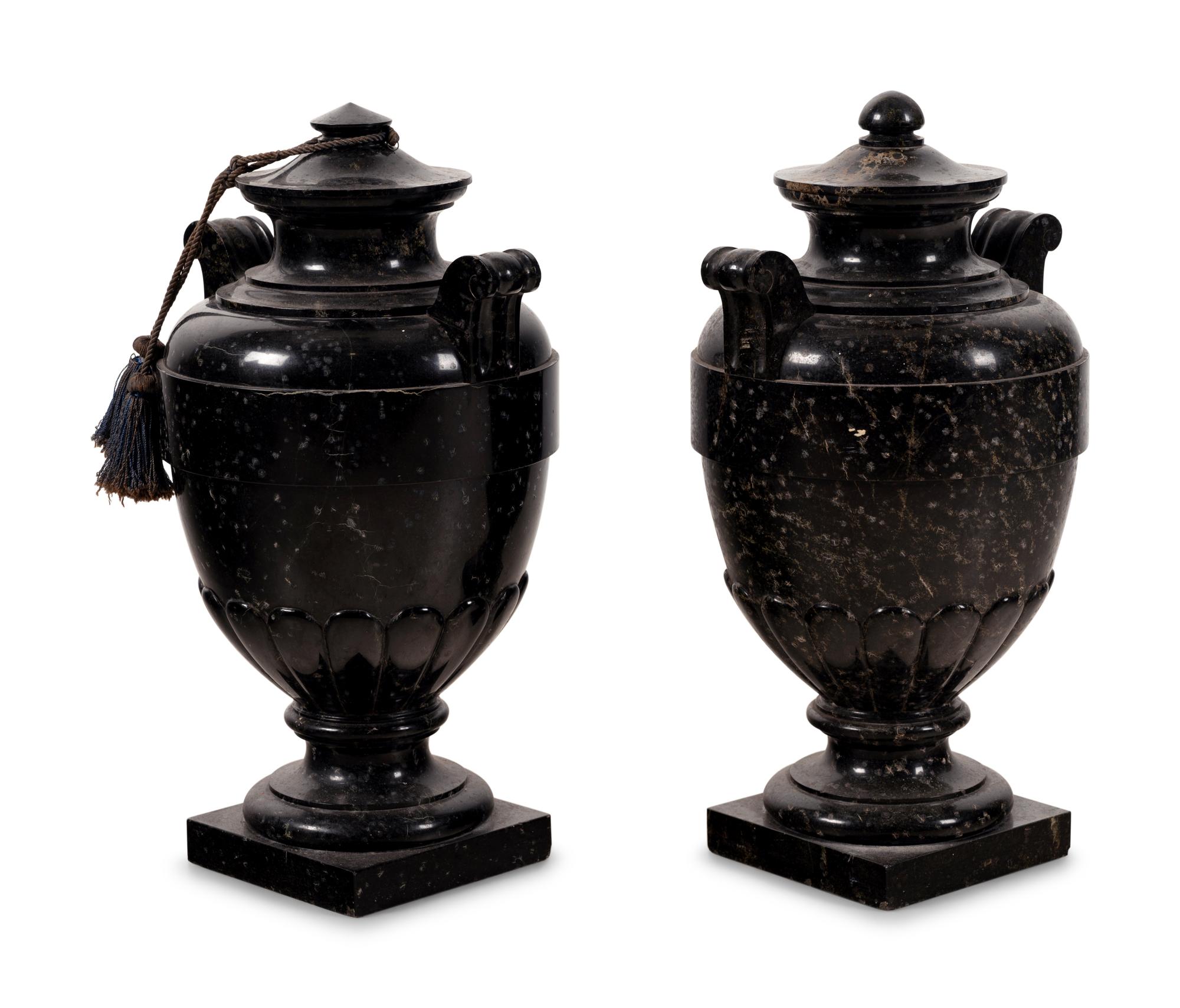 A Pair of Continental Marble Urns