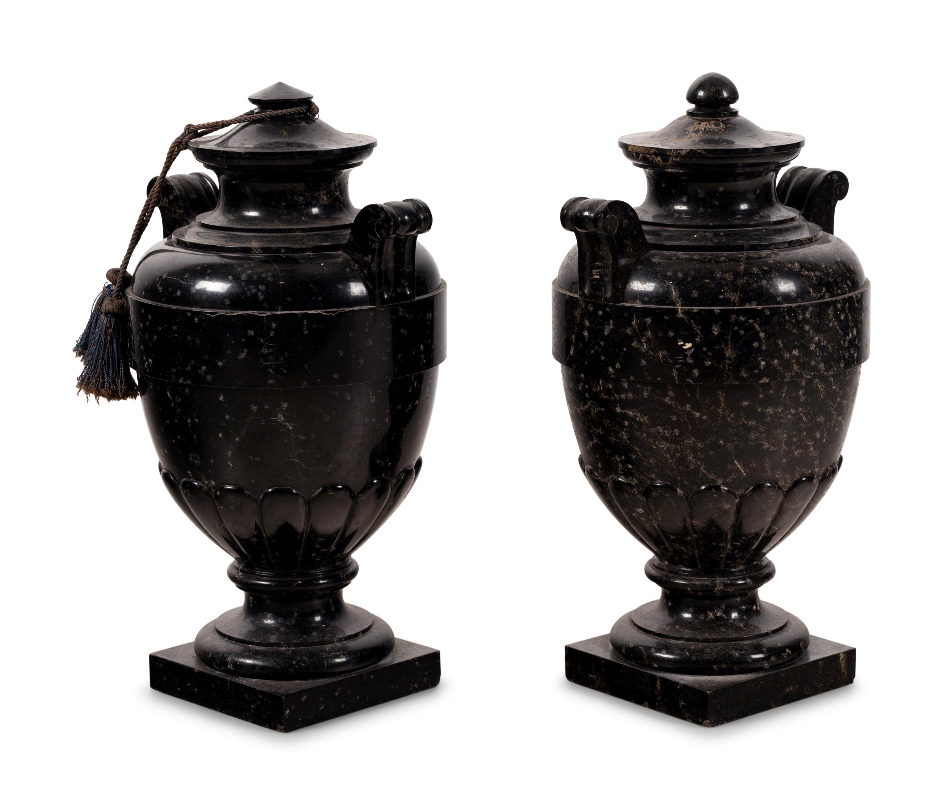 A Pair of Continental Marble Urns
