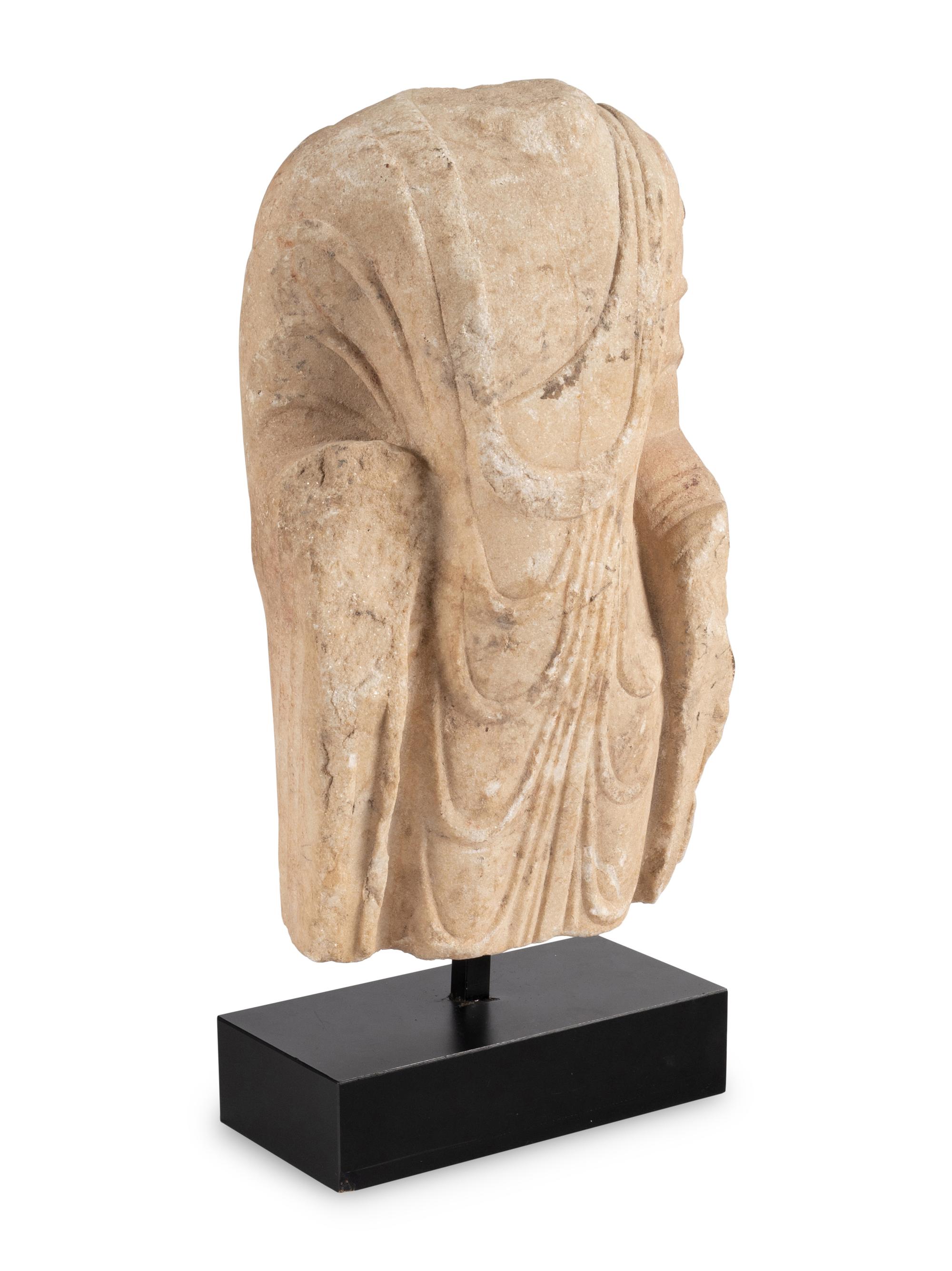 A Chinese Sandstone Bust of Buddha