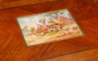 A Pair of Louis XV Style Gilt Bronze and Porcelain Mounted Marquetry Tables