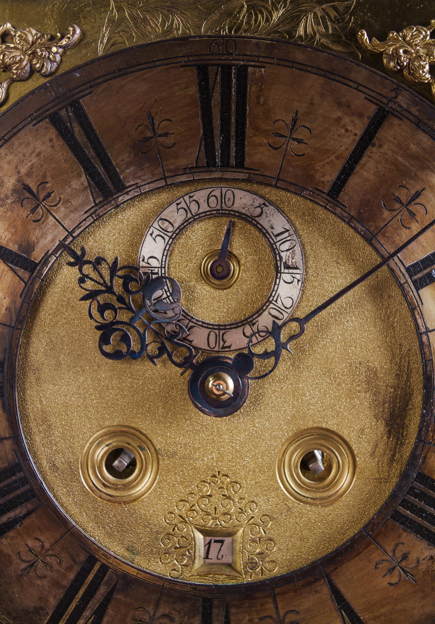 An English Burlwood Tall Case Clock Height 94 inches. — JAMES MARKWICK, LONDON, LATE 17TH CENTURY