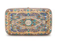 A Russian Silver-Gilt and Enameled Cigarette Case