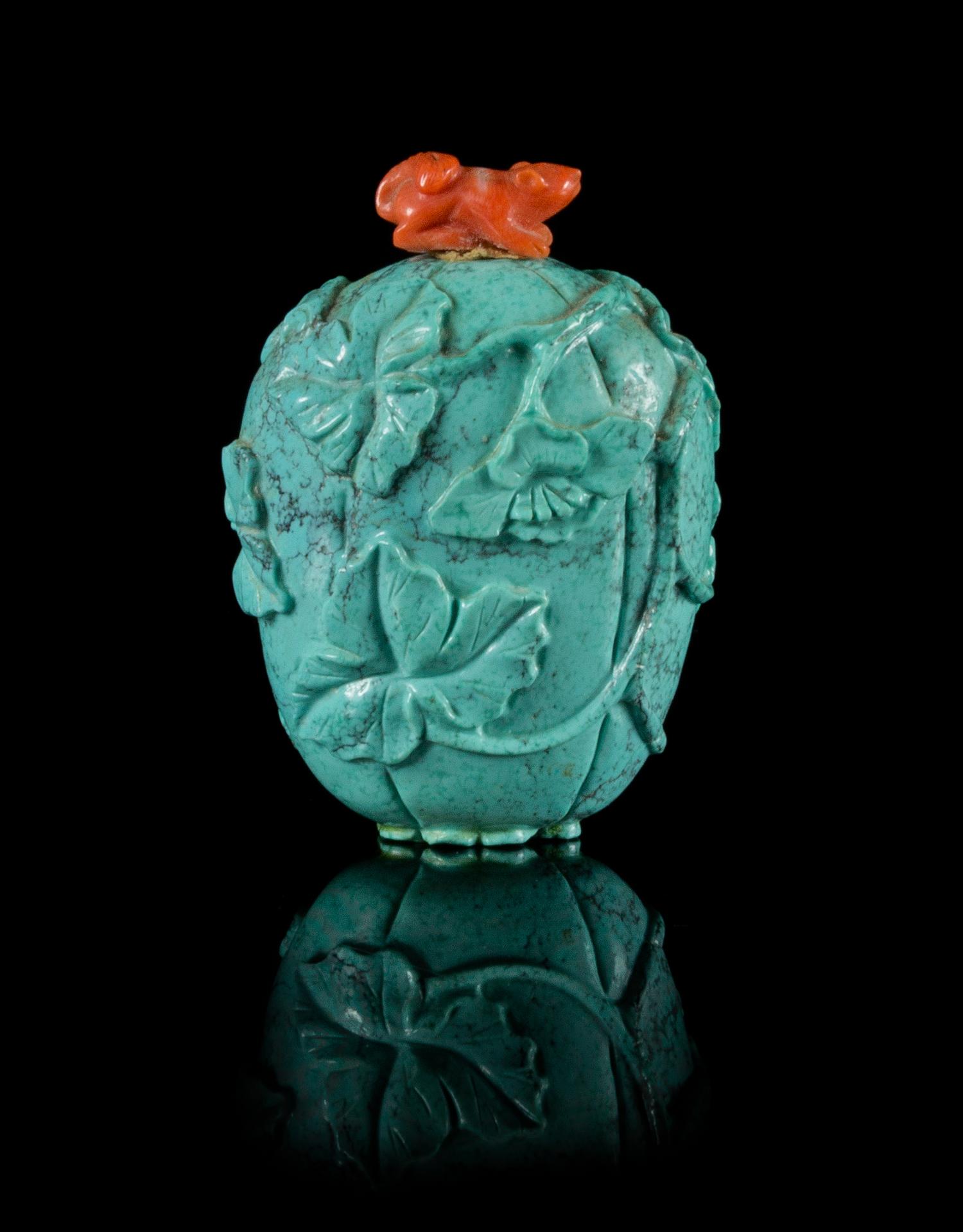A Turquoise Snuff Bottle Height 2 inches.