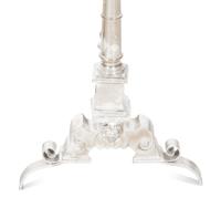 A Pair of Silvered Brass Andirons