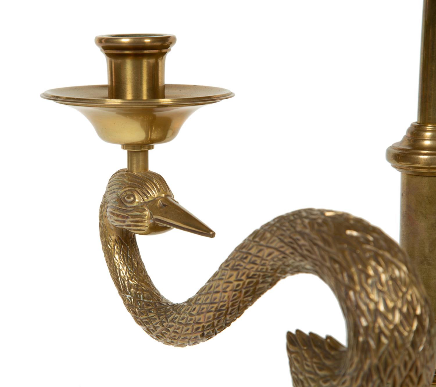 A Gilt Metal Bouilotte Lamp with Swan's Neck Arms — 20TH/21ST CENTURY