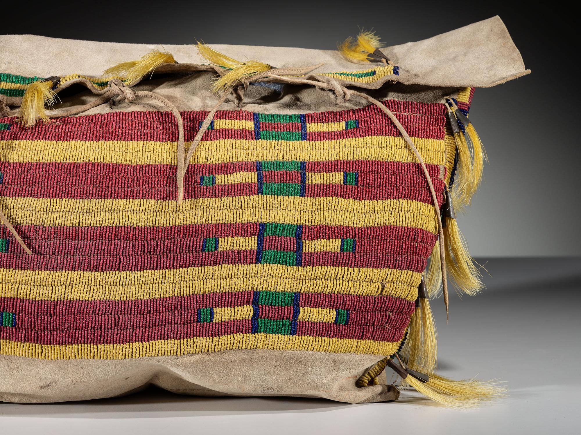 Arapaho Beaded Buffalo Hide Possible Bag