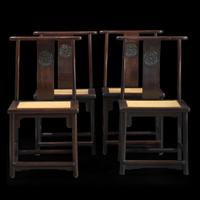 A set of four Chinese hardwood side chairs 硬木椅子一组四件 Late 19th/20th century ???????????