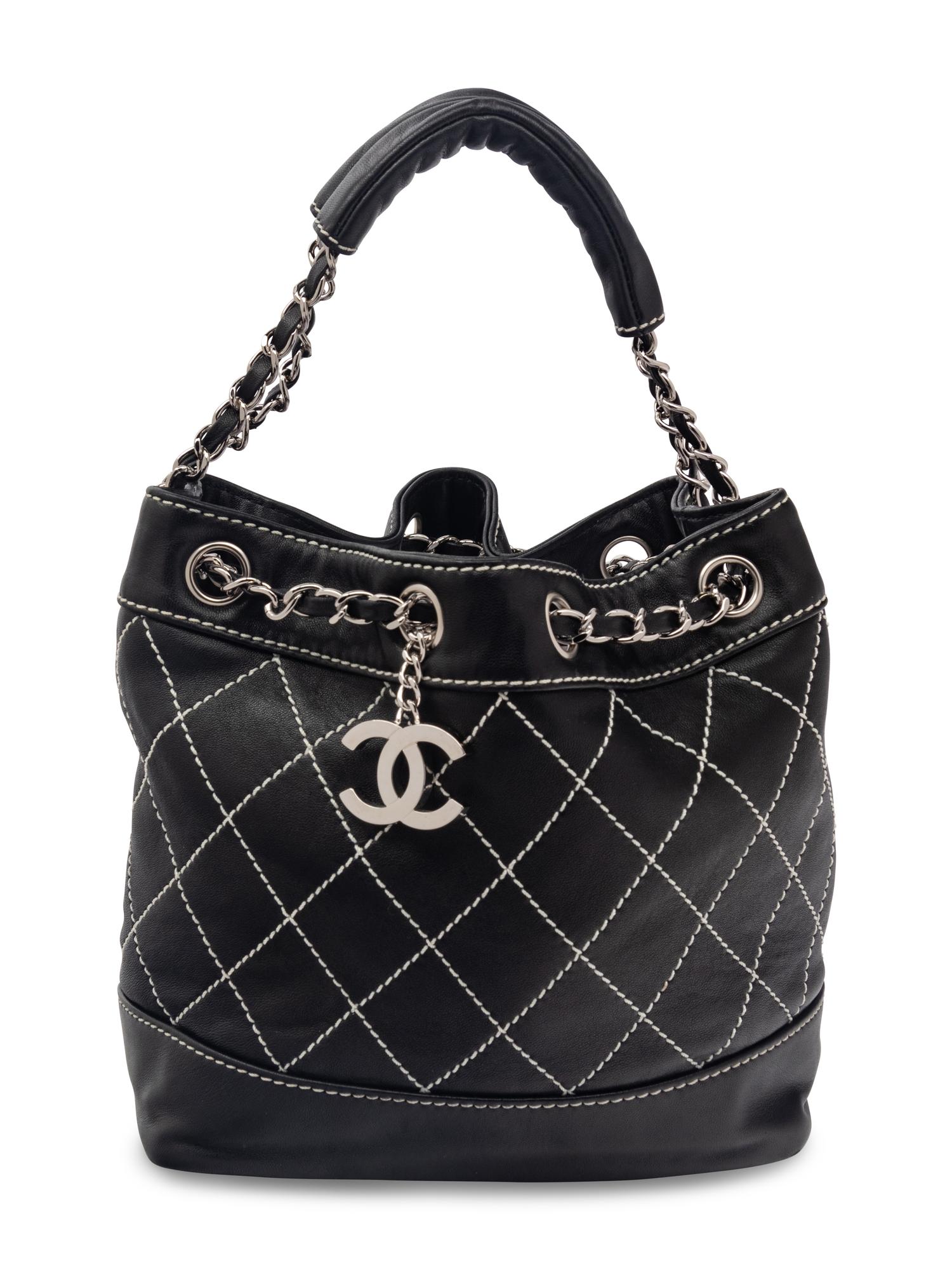 Chanel Surpique Leather Bucket Bag