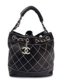 Chanel Surpique Leather Bucket Bag