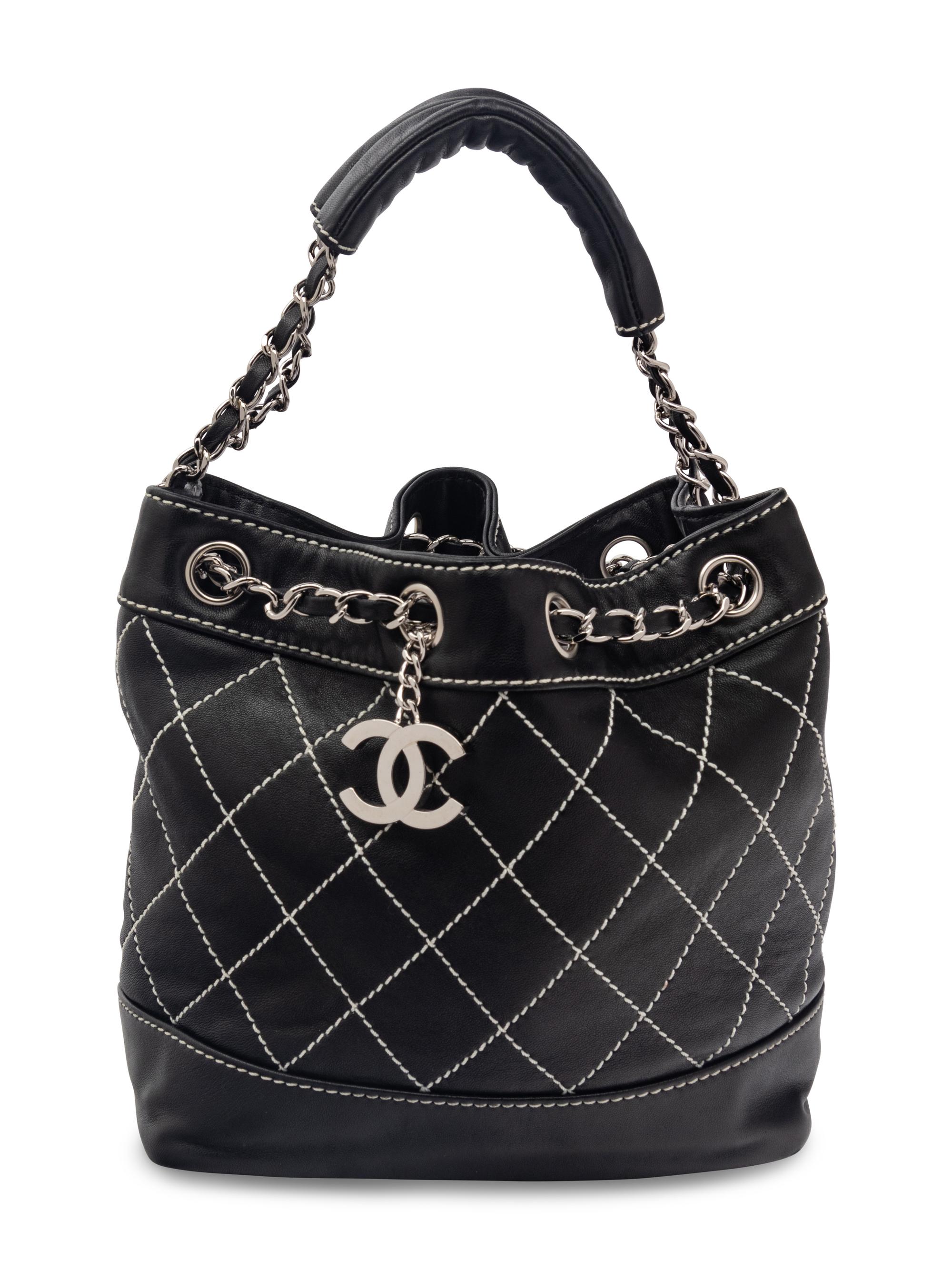 Chanel Surpique Leather Bucket Bag