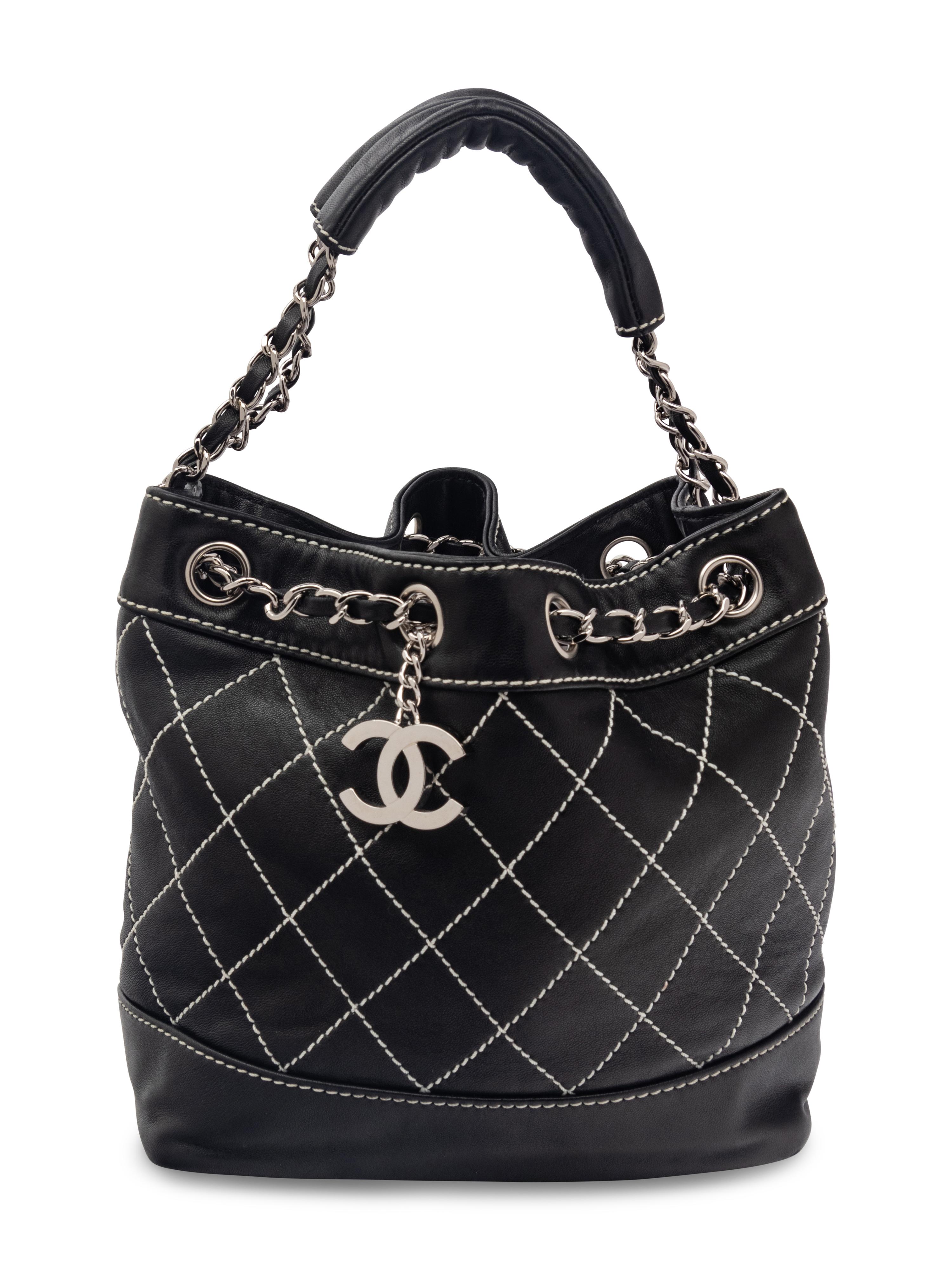 Chanel Surpique Leather Bucket Bag