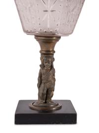 Four Gilt Metal and Glass Figural Oil Lamps