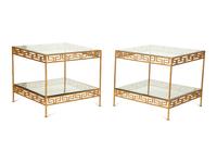 A Pair of Ebanista Jacques Stacking Gilt Decorated Wrought Iron Side Tables