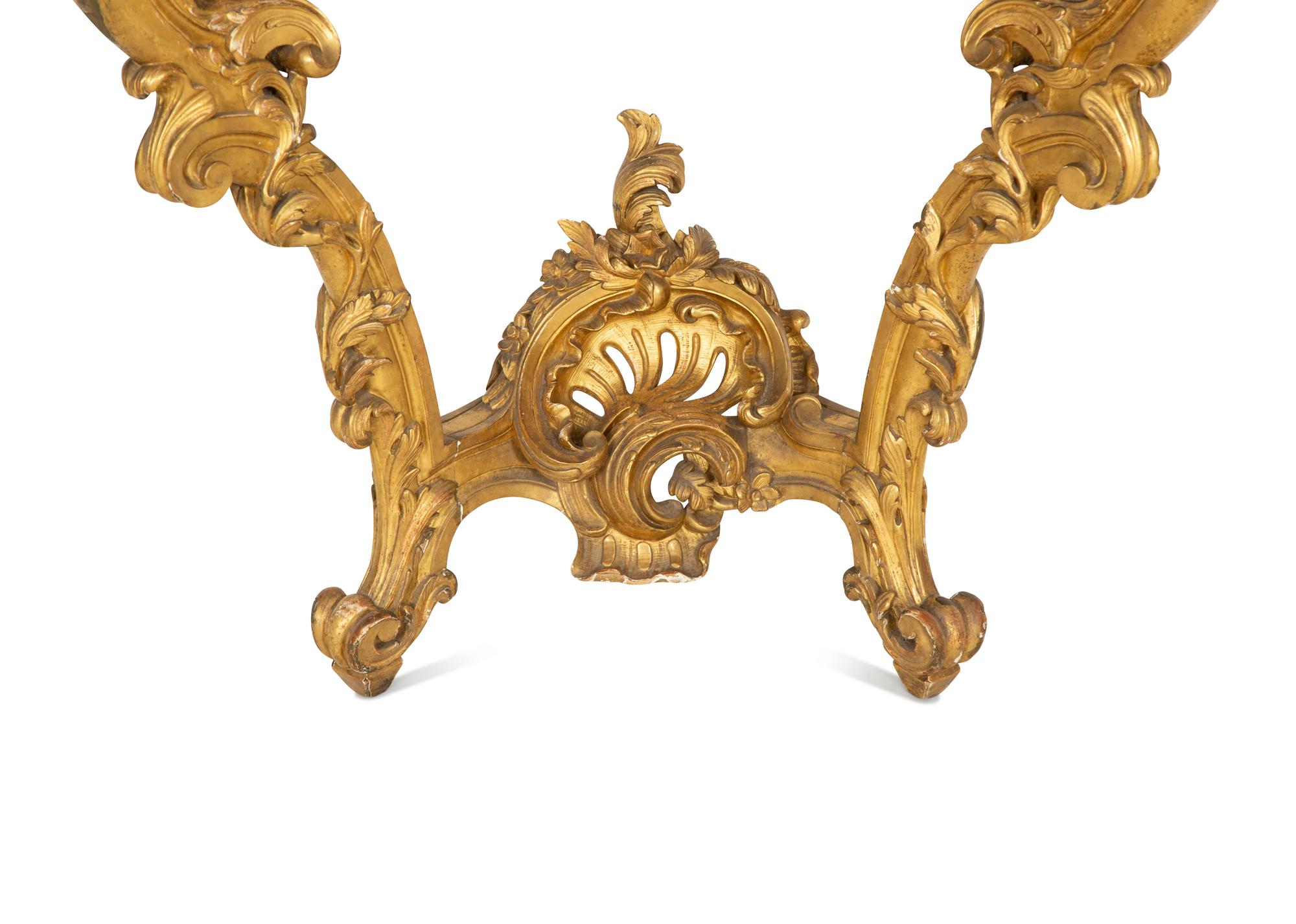 A Louis XV Giltwood and Marble Top Console Table