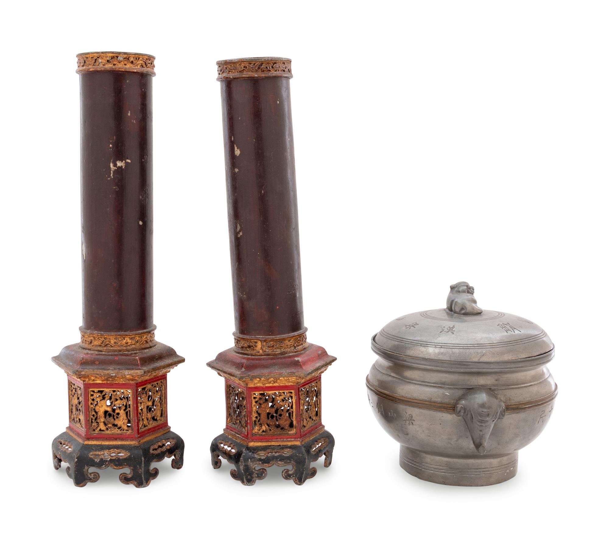 Three Chinese Pewter Articles